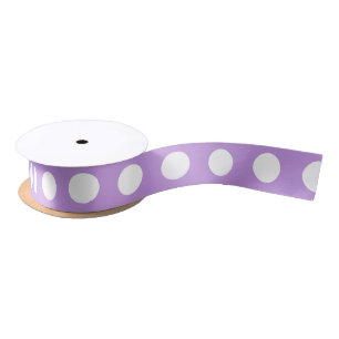 White polka dots on lilac satin ribbon