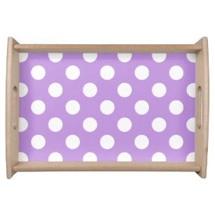 White polka dots on lilac serving tray