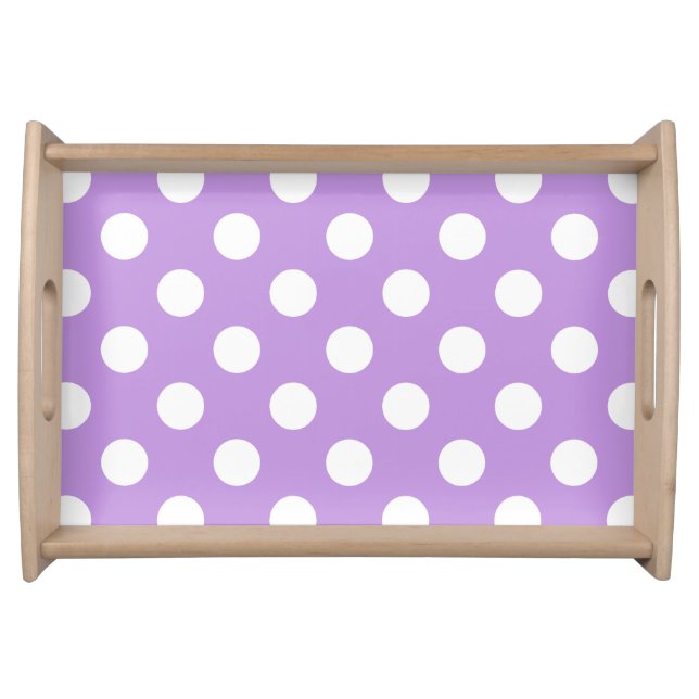 White polka dots on lilac serving tray (Front)