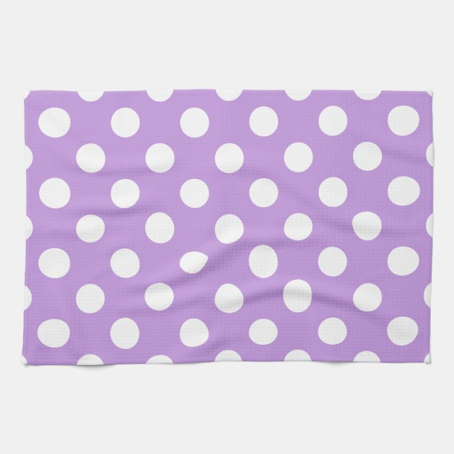 White polka dots on lilac towel (Horizontal)