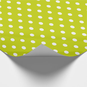 White Polka Dots on Lime Green Wrapping Paper