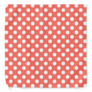 White polka dots on living coral bandana