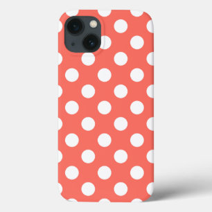 White polka dots on living coral Case-Mate iPhone  13 Case