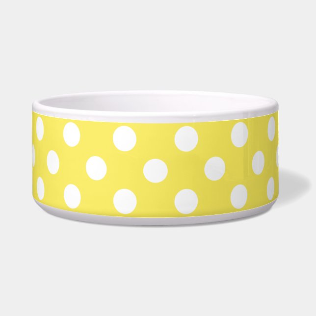White Polka Dots on Maize Yellow Background Bowl (Front)