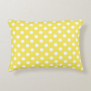 White Polka Dots on Maize Yellow Background Decorative Pillow