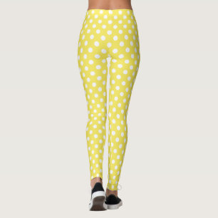 White Polka Dots on Maize Yellow Background Leggings