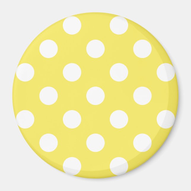 White Polka Dots on Maize Yellow Background Magnet (Front)