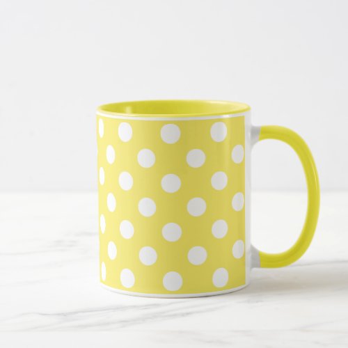 White Polka Dots on Maize Yellow Background Mug