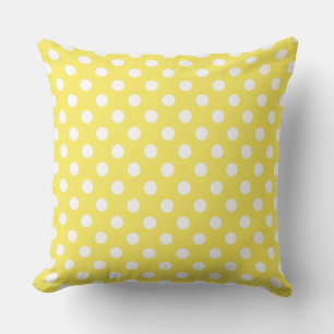 White Polka Dots on Maize Yellow Background Throw Pillow