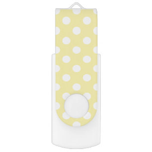 White Polka Dots on Maize Yellow Background USB Flash Drive