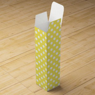 White Polka Dots on Maize Yellow Background Wine Box