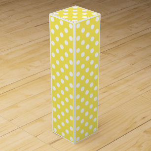 White Polka Dots on Maize Yellow Background Wine Gift Box