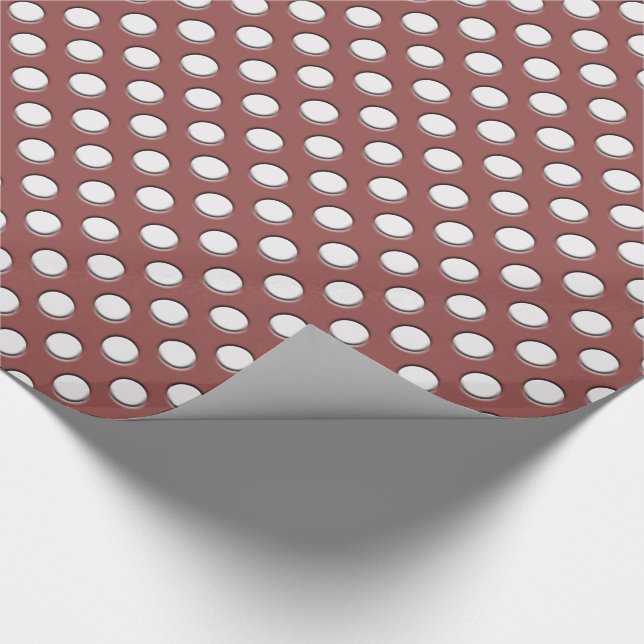 White Polka Dots on Marsala Wrapping Paper (Corner)