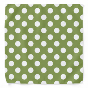 White polka dots on olive green bandana