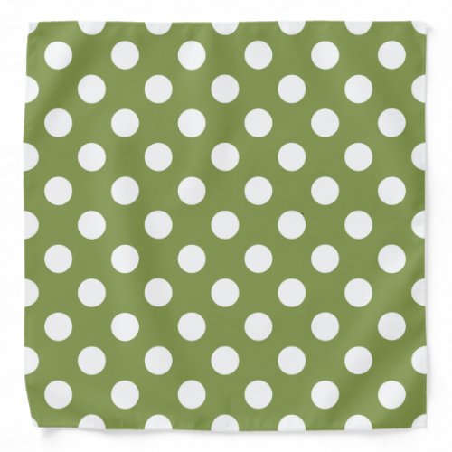 White polka dots on olive green bandana