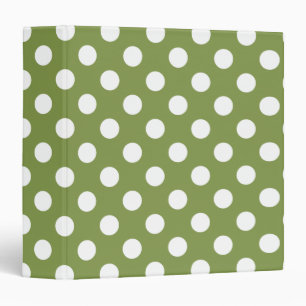 White polka dots on olive green binder