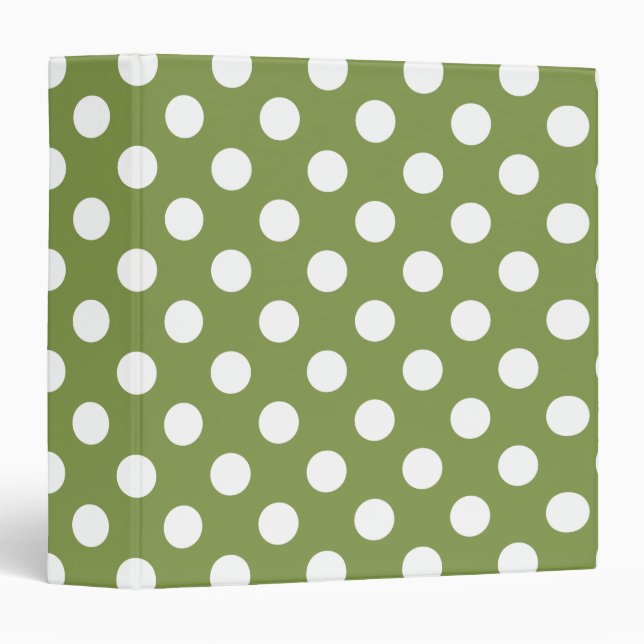 White polka dots on olive green binder (Front/Spine)