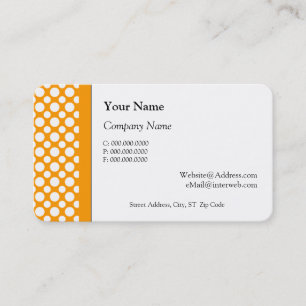 White Polka Dots on Orange Business Cards