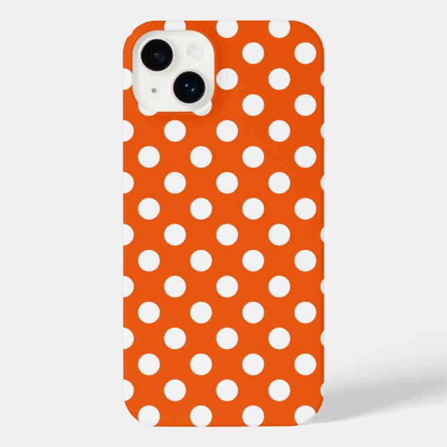 White polka dots on orange Case-Mate iPhone case (Back)