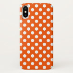 White polka dots on orange iPhone x case
