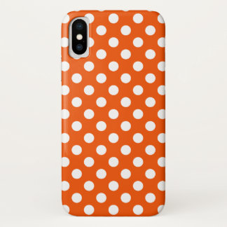 White polka dots on orange iPhone x case
