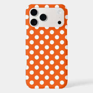 White polka dots on orange iPhone 17 pro max case