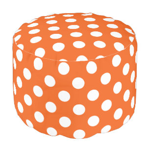 White polka dots on orange pouf