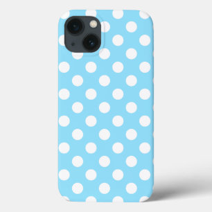 White polka dots on pale blue Case-Mate iPhone cas 13 Case