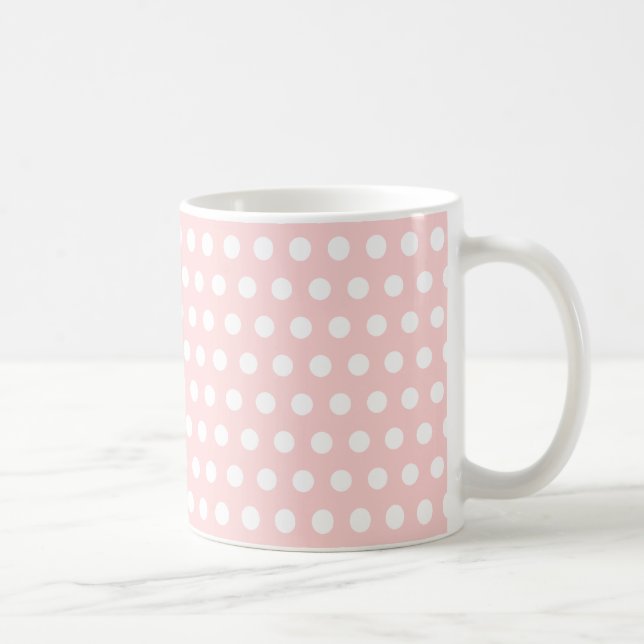 White Polka Dots on Pale Pink Coffee Mug (Right)
