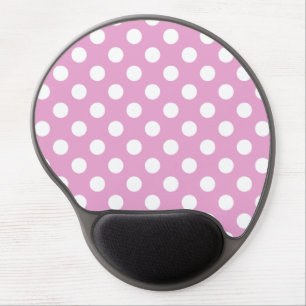 White polka dots on pale pink gel mouse pad