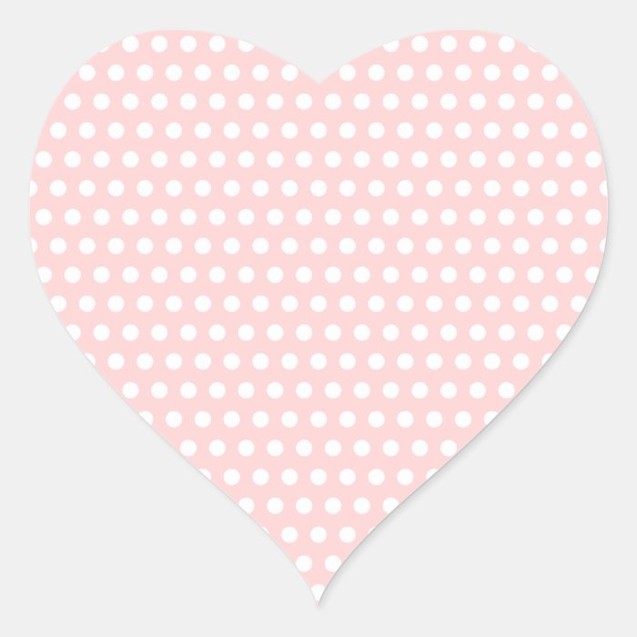 White Polka Dots on Pale Pink Heart Stickers