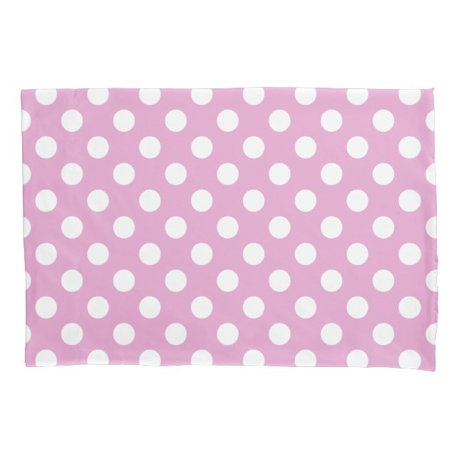 White polka dots on pale pink pillow case (Front)