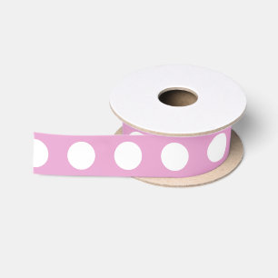 White polka dots on pale pink satin ribbon