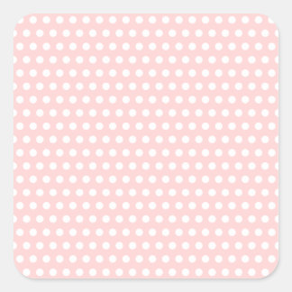 White Polka Dots on Pale Pink Square Sticker
