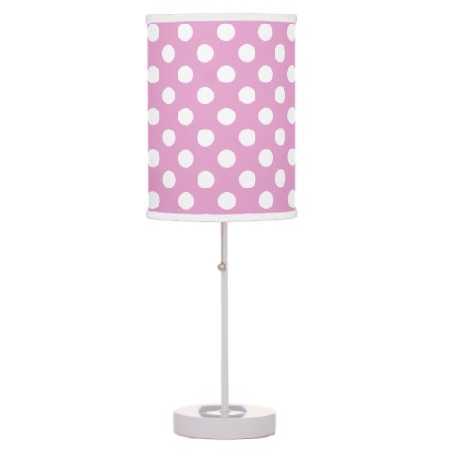 White polka dots on pale pink table lamp