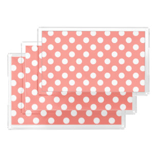 White polka dots on peach acrylic tray
