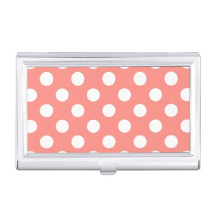 White polka dots on peach business card case