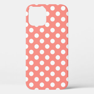 White polka dots on peach iPhone 12 case