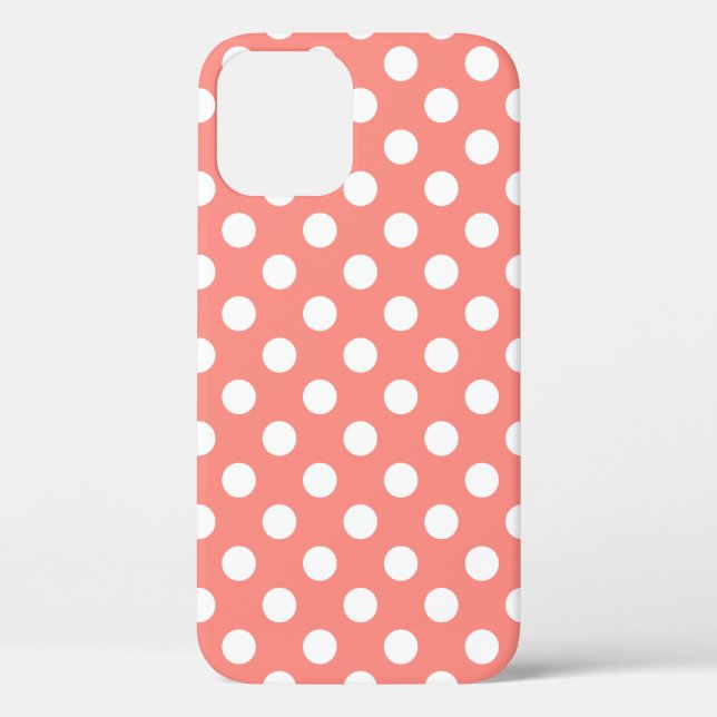 White polka dots on peach Case-Mate iPhone case (Back)
