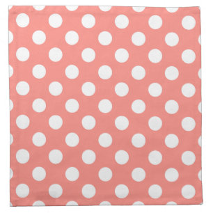 White polka dots on peach cloth napkin