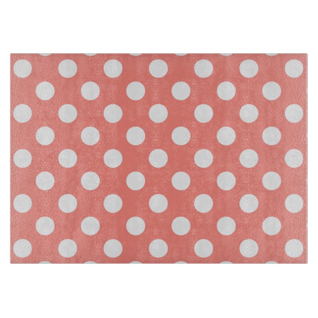 White polka dots on peach cutting board (Front)