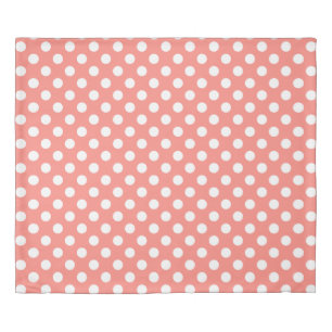 White polka dots on peach duvet cover