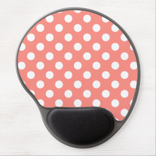 White polka dots on peach gel mouse pad