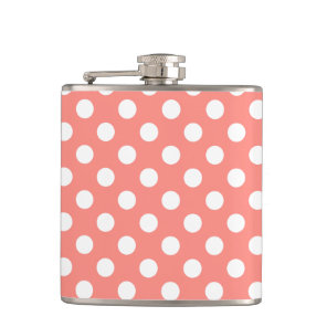 White polka dots on peach hip flask