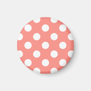 White polka dots on peach magnet