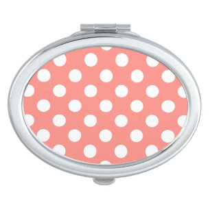 White polka dots on peach mirror for makeup