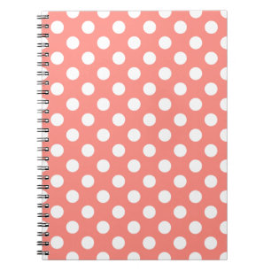 White polka dots on peach notebook