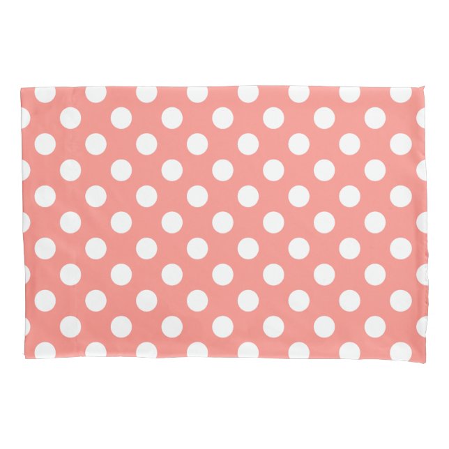 White polka dots on peach pillowcase (Front)