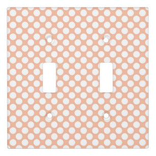 White Polka Dots On Peach Pink Pattern Light Switch Cover