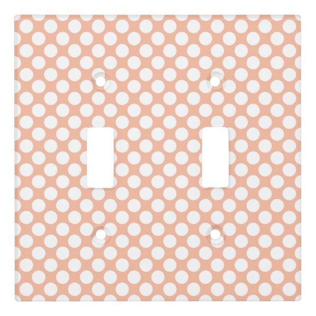 White Polka Dots On Peach Pink Pattern Light Switch Cover (Front)